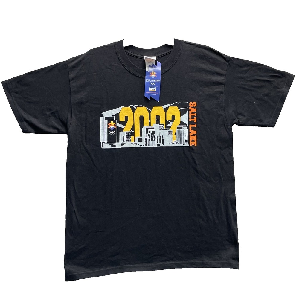 Vintage Old Stock Salt Lake 2002 Olypmics T-Shirt Large Winter‎ Sport Y2k Hiking